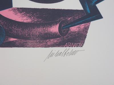 Atanas MIHALTCHEV : Tourner rond ou carré - Lithographie originale Signée 2