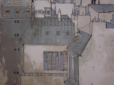 Jean JANSEM : Les toits de Paris - Lithographie originale Signée 2