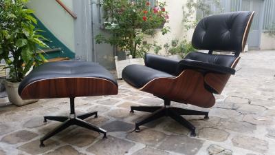 Eames Lounge chair et Ottoman - Cuir noir / Palissandre - édition Herman Miller- Circa 2010 2