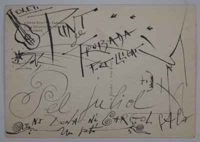 Salvador Dali : Carte postale autographe avec dessins, Signée 2