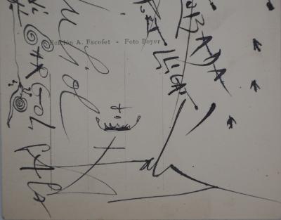 Salvador Dali : Carte postale autographe avec dessins, Signée 2