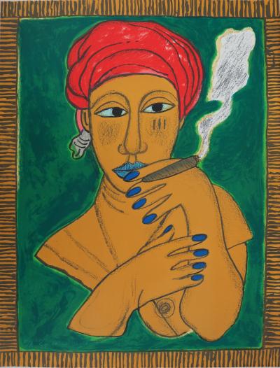 CORNEILLE : Cuba, Fumeuse de Cigare - Lithographie originale Signée 2