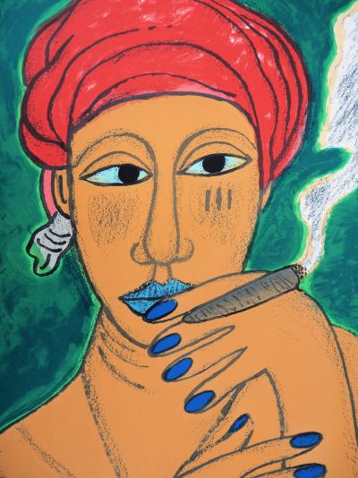 CORNEILLE : Cuba, Fumeuse de Cigare - Lithographie originale Signée 2