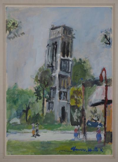 Maurice Utrillo : La Tour Saint Jacques - Gouache originale signée 2