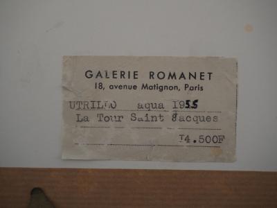 Maurice Utrillo : La Tour Saint Jacques - Gouache originale signée 2