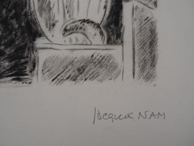 Jacques NAM : Chat solitaire - lithographie originale signée 2