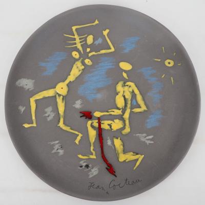 Jean COCTEAU - Atalante et Hippomène,1958 - Céramique originale signée 2