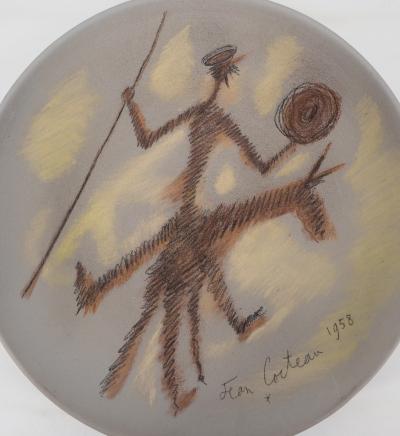 Jean COCTEAU - Don Quichotte, Céramique originale signée 2