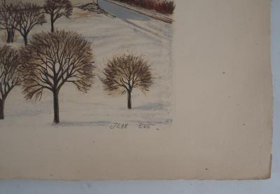 Jean EVE - Paysage sous la neige, Lithographie originale signée 2