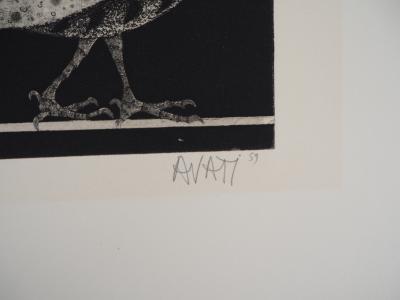 Mario AVATI : Paon aux roseaux - Gravure originale signée 2