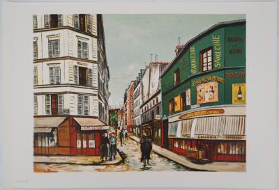 Maurice UTRILLO (d’après)  - Rue Seveste à Montmartre - Lithographie signée
