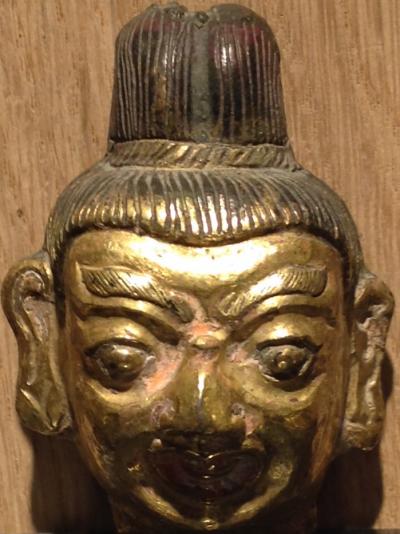 Tibet -Tête de Dakini en bronze doré, XIXème siècle 2