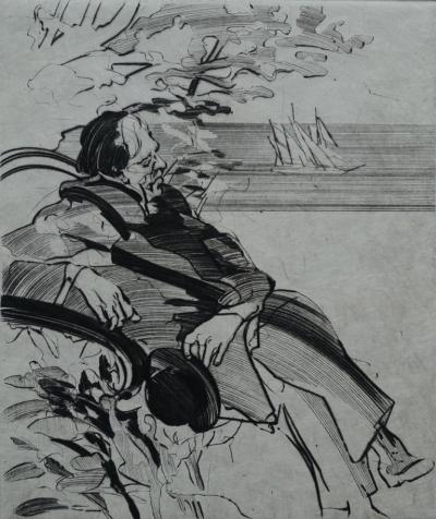 Claude WEISBUCH : Le Horla/ Le philosophe - Pointe sèche signée et numéroté, 15ex, 1979 2