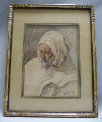 Gustave FLASSCHOEN (1868-1940) Portrait d’homme arabe , 2