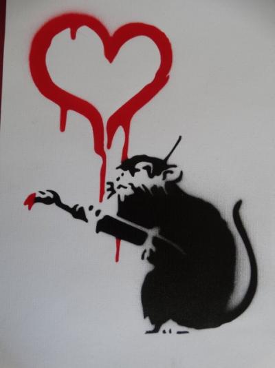 BANKSY - Banksy, Peinture en spray sur toile - Original 2