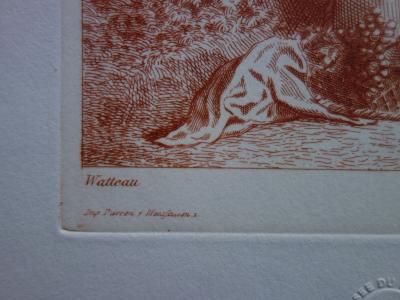 Antoine WATTEAU (d’après) - Scène champêtre en forêt - Gravure 2