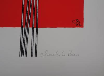 Charles LE BARS : Les flamants blancs - Sérigraphie originale signée 2