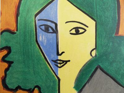 Henri MATISSE (d’après) : Portrait bleu, vert et jaune - Lithographie Signée 2