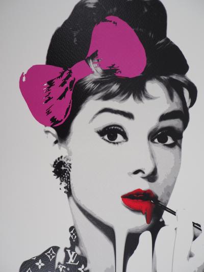 Death NYC - Purple bow Audrey Hepburn  - Sérigraphie originale numérotée et signée - 2