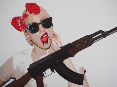 Death NYC - Lady Gaga gun  - Sérigraphie signée au crayon 2