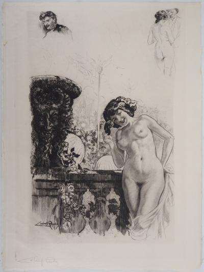 Alméry LOBEL-RICHE - Jeune femme nue dans un jardin, 1912, gravure originale signée 2