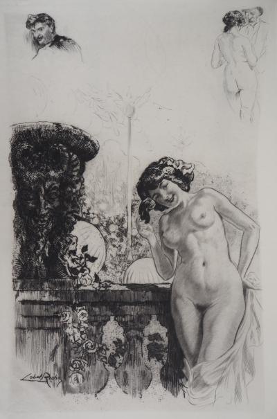 Alméry LOBEL-RICHE - Jeune femme nue dans un jardin, 1912, gravure originale signée 2
