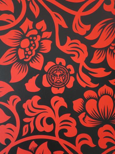 Shepard FAIREY (Obey) - Floral Takeover, 2017 (Red/Black) - Sérigraphie signée 2