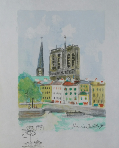 Maurice UTRILLO - Notre-Dame, 1955  - Lithographie originale en couleurs 2