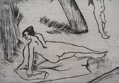Suzanne VALADON - Femmes et enfant au bord de l’eau : Gravure originale signée, 1904 2