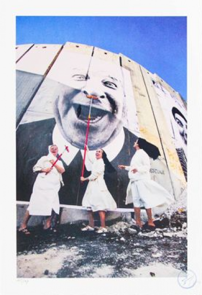 JR -  8 Millimetres, Face 2 Face, Nuns in Action, Separation Wall, 2007 - Lithographie signée au crayon 2