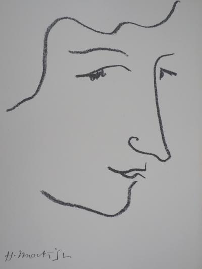 Henri MATISSE - Portrait de profil, Lithographie originale signée 1952 2