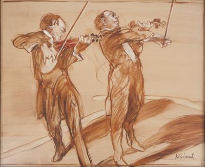 Claude WEISBUCH - Musique, Concerto pour deux violons - Huile sur toile signée