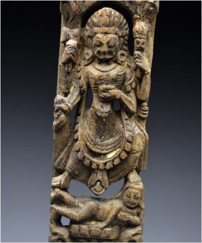 Nepal, XVIth - XVIIth century, Wooden representation of the goddess Kali
