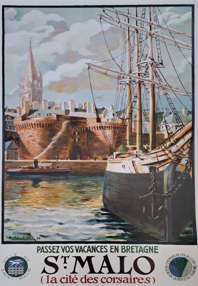 Bretagne - Saint-Malo, la cité des corsaires, 1933 - Affiche
