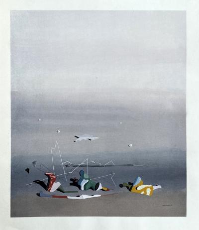Yves Tanguy - Paysage surréaliste - Lithographie et pochoir signée dans la planche