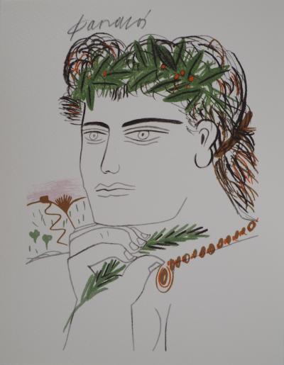 Alekos FASSIANOS : Jeune homme à la couronne d’olivier, Lithographie signée
