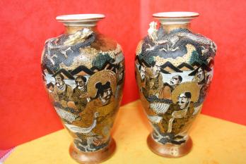 JAPON, époque MEIJI, début XXe - Paire de vases Satsuma 2
