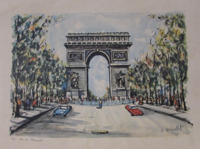 Claude Ducollet Paris  Arc de triomphe.  Lithographie couleur. 2