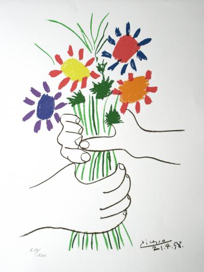 Pablo PICASSO (d’après) -  Lithographie intitulée le bouquet 2